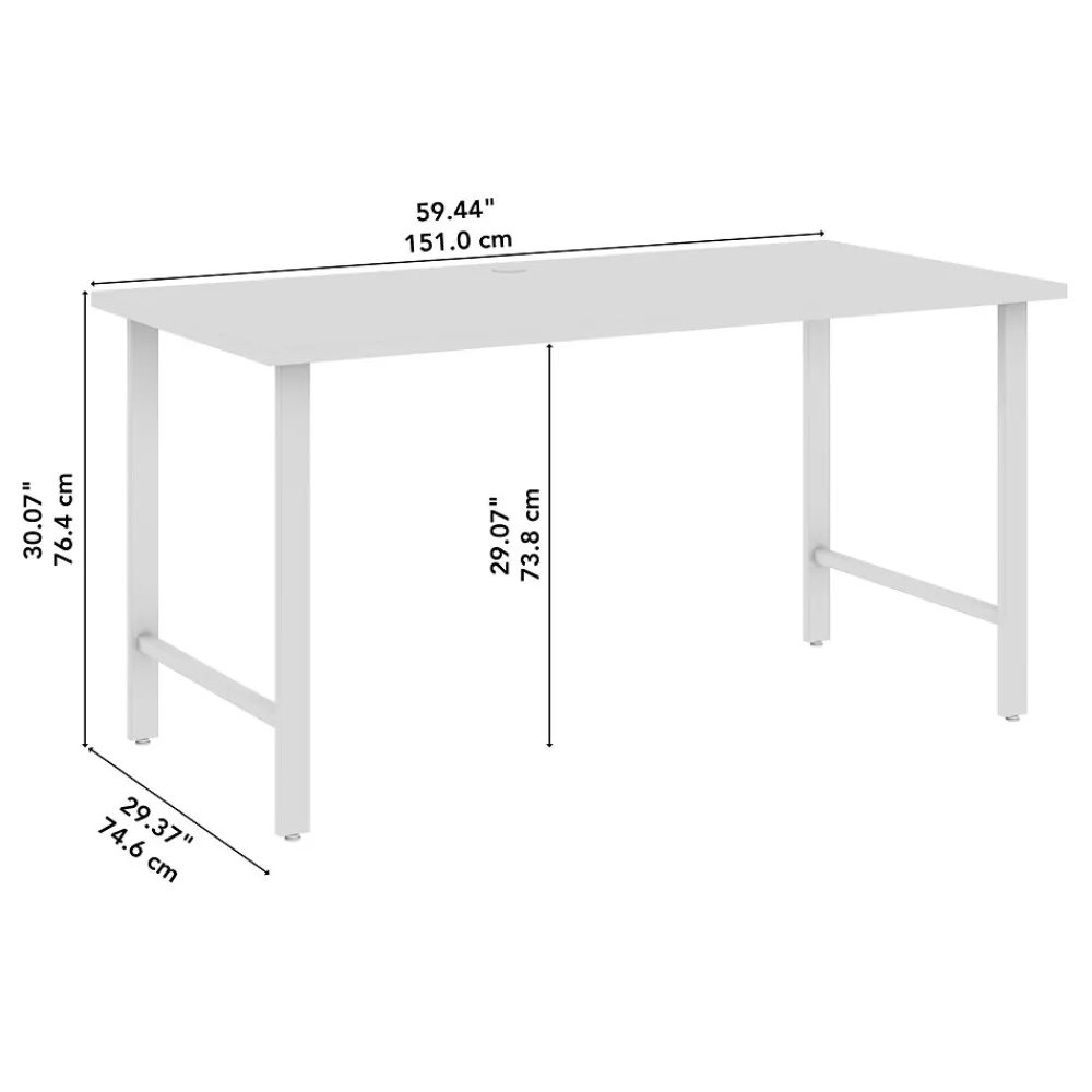Office Desks*Bush Business Furniture Hustle 60"W Computer Desk with Metal Legs, Natural Elm (HUD160NE)