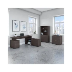 L-Desks*Bush Business Furniture Jamestown 72"W L Shaped Desk with Lateral File Cabinet and 5 Shelf Bookcase, Storm Gray (JTN011SGSU)