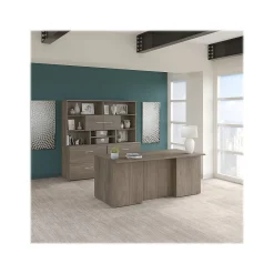 Computer Desks*Bush Business Furniture Office 500 72"W Executive Desk with Drawers, Lat File Cabinets and Hutch, (OF5001MHSU) Modern Hickory