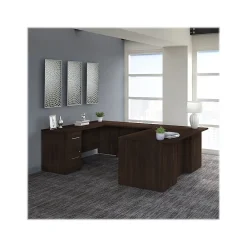 Office Desks*Bush Business Furniture Office 500 72"W U Shaped Executive Desk with Drawers, (OF5002BWSU) Black Walnut