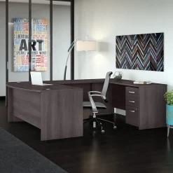 Computer Desks*Bush Business Furniture Studio C 72"W U Shaped Desk with Mobile File Cabinet, (STC004SG) Storm Gray
