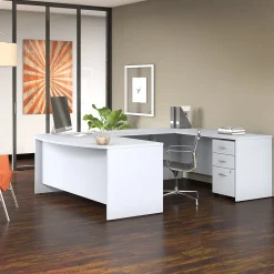 Computer Desks*Bush Business Furniture Studio C 72"W U Shaped Desk with Mobile File Cabinet, (STC004WH) White