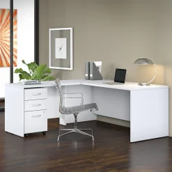L-Desks*Bush Business Furniture Studio C 72"W L Shaped Desk with Mobile File Cabinet and Return, (STC007WH) White