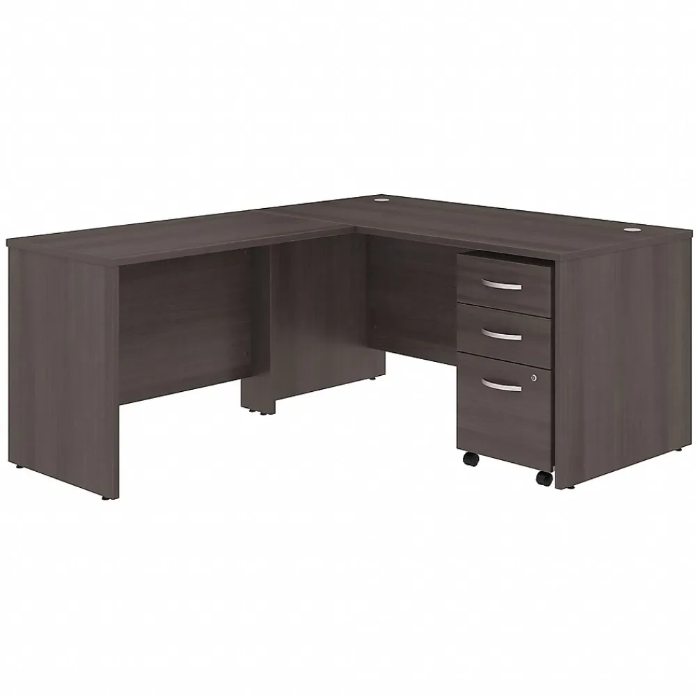 L-Desks*Bush Business Furniture Studio C 60"W L Shaped Desk with Mobile File Cabinet and Return, (STC008SG) Storm Gray