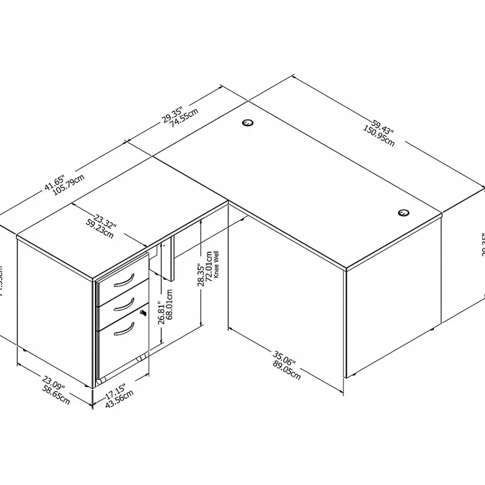 L-Desks*Bush Business Furniture Studio C 60"W L Shaped Desk with Mobile File Cabinet and Return, (STC008SG) Storm Gray