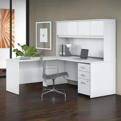 Office Desks*Bush Business Furniture Studio C 72"W L Shaped Desk with Hutch, Mobile File Cabinet and Return, (STC006WH) White