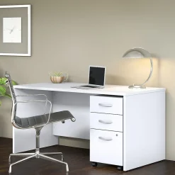 Computer Desks*Bush Business Furniture Studio C 60"W Office Desk with Mobile File Cabinet, (STC014WH) White