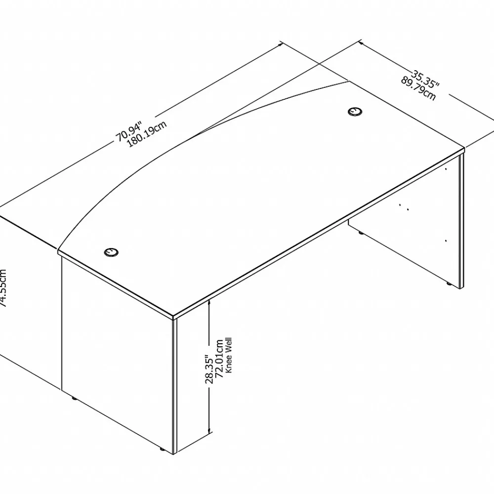 Computer Desks*Bush Business Furniture Studio C 72"W Bow Front Desk, (SCD172WH) White