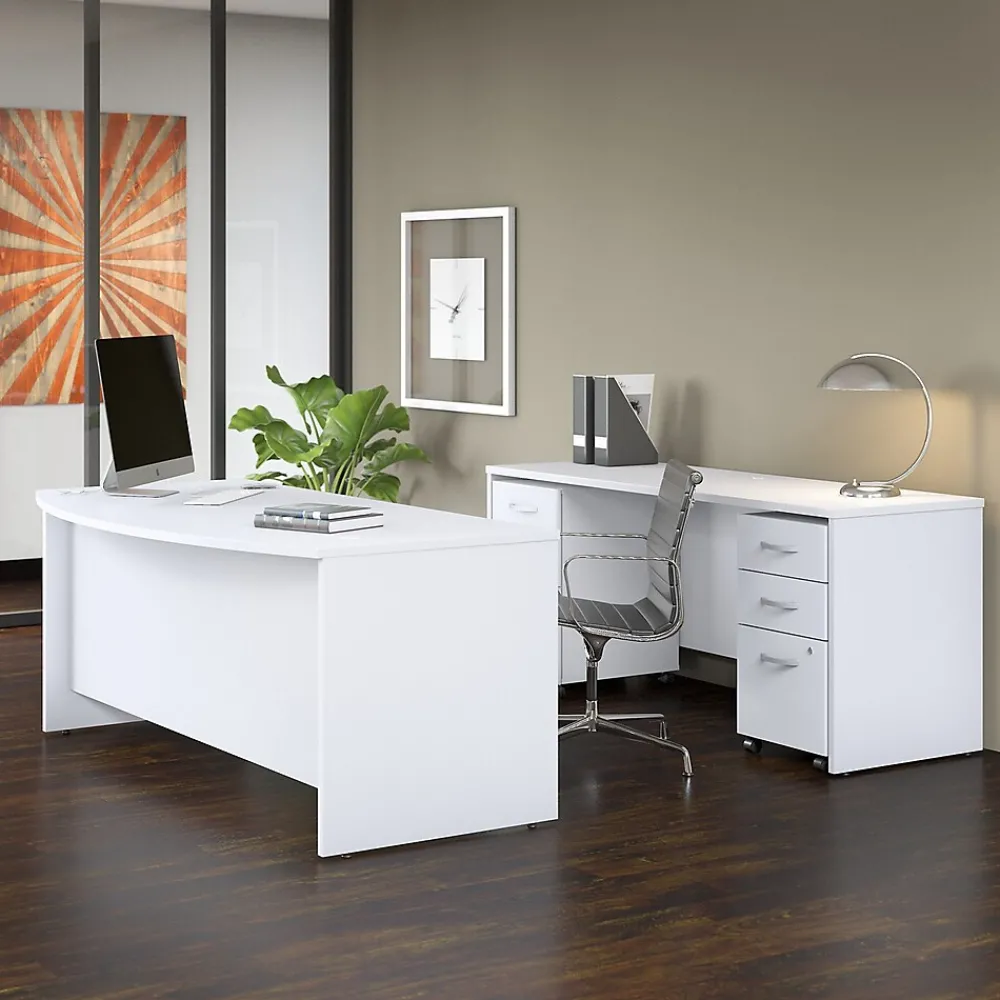 Computer Desks*Bush Business Furniture Studio C 72"W Bow Front Desk, (SCD172WH) White