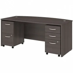 Computer Desks*Bush Business Furniture Studio C 72"W Bow Front Desk with Mobile File Cabinets, (STC012SG) Storm Gray