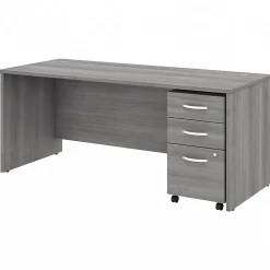 Computer Desks*Bush Business Furniture Studio C 72"W Office Desk with Mobile File Cabinet, (STC013PGSU) Platinum Gray