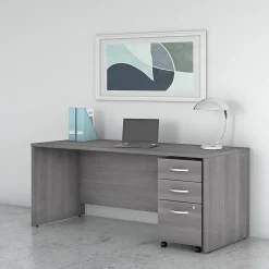 Computer Desks*Bush Business Furniture Studio C 72"W Office Desk with Mobile File Cabinet, (STC013PGSU) Platinum Gray