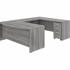 Computer Desks*Bush Business Furniture Studio C 72"W U Shaped Desk with Mobile File Cabinet, (STC004PGSU) Platinum Gray