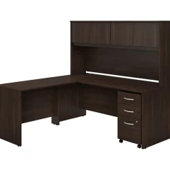 L-Desks*Bush Business Furniture Studio C 72"W L Shaped Desk with Hutch, Mobile File Cabinet and Return, (STC006BWSU) Black Walnut