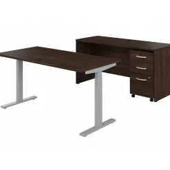 Standing Desks*Bush Business Furniture Studio C 60"W Electric Adjustable Standing Desk with Credenza and File, (STC017BWSU) Black Walnut