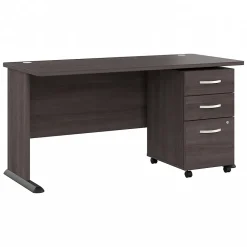 Computer Desks*Bush Business Furniture Studio A 60"W Computer Desk with 3 Drawer Mobile File Cabinet, (STA002SGSU) Storm Gray