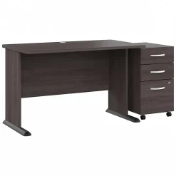 Computer Desks*Bush Business Furniture Studio A 48"W Computer Desk with 3 Drawer Mobile File Cabinet, (STA001SGSU) Storm Gray