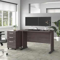 Computer Desks*Bush Business Furniture Studio A 48"W Computer Desk with 3 Drawer Mobile File Cabinet, (STA001SGSU) Storm Gray