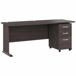 Computer Desks*Bush Business Furniture Studio A 72"W Computer Desk with 3 Drawer Mobile File Cabinet, Storm Gray (STA004SGSU)