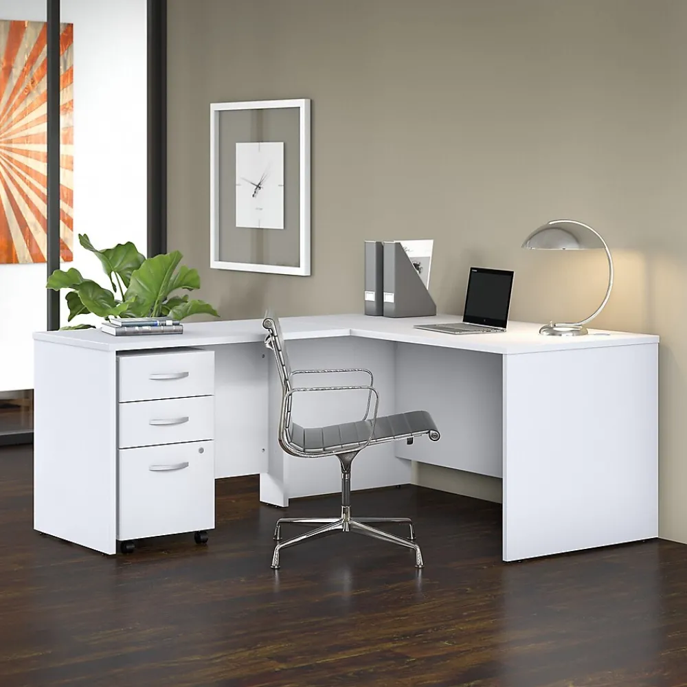 L-Desks*Bush Business Furniture Studio C 60"W L Shaped Desk with Return, (STC050WH) White