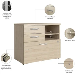 Storage Cabinets*Bush Furniture Bush Business Furniture Studio C Office Storage Cabinet with Drawers and Shelves, Natural Elm (SCF130NESU)