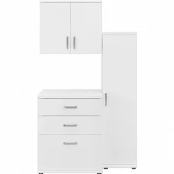 Storage Cabinets*Bush Business Furniture Universal 62" 3-Piece Modular Storage Set with 5 Shelves, White (UNS005WH)