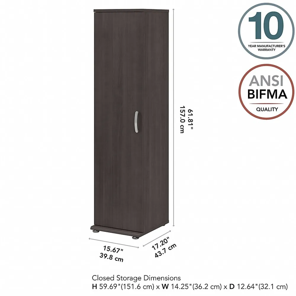 Storage Cabinets*Bush Business Furniture Universal 62" Tall Narrow Storage Cabinet with Door and 3 Shelves, Storm Gray (UNS116SG)