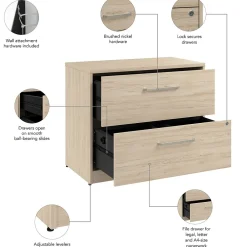 File Cabinets*Bush Business Furniture Vista 2 Drawer File Cabinet, Natural Elm (VSF136NESU)
