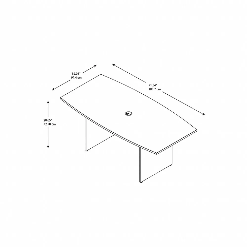 Conference Room Tables*Bush Business Furniture 72W x 36D Boat Shaped Conference Table with Wood Base, (99TB7236HC) Hansen Cherry
