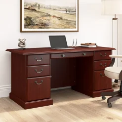Office Desks*Bush Business Furniture 66"W Arlington Executive Desk with Drawers, Harvest Cherry (WC65566-03K)