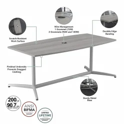Conference Room Tables*Bush Business Furniture 96W x 42D Boat Shaped Conference Table with Metal Base, (99TBM96PGSVK) Platinum Gray