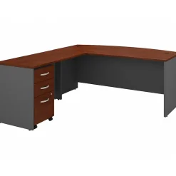 L-Desks*Bush Business Furniture Westfield 72"W L Shaped Desk with Return and File Cabinet, Hansen Cherry/Graphite Gray (SRC084HCSU)
