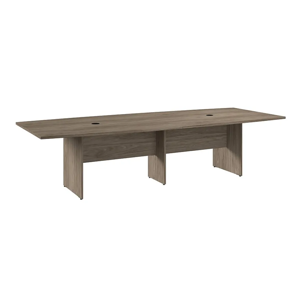 Conference Room Tables*Bush Business Furniture 120W x 48D Boat Shaped Conference Table with Wood Base, Modern Hickory (99TB12048MHK)