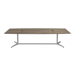 Conference Room Tables*Bush Business Furniture 120W x 48D Boat Shaped Conference Table with Metal Base, Modern Hickory (99TBM120MHSVK)