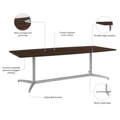 Conference Room Tables*Bush Business Furniture 96W x 42D Boat Shaped Conference Table with Metal Base, Black Walnut (99TBM96BWSVK)