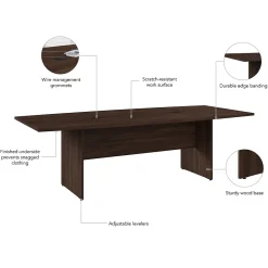 Conference Room Tables*Bush Business Furniture 96W x 42D Boat Shaped Conference Table with Wood Base, Black Walnut (99TB9642BWK)