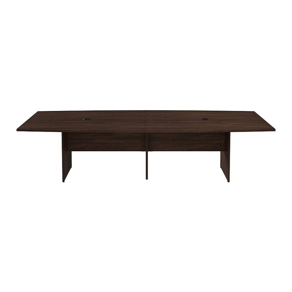 Conference Room Tables*Bush Business Furniture 120W x 48D Boat Shaped Conference Table with Wood Base, Black Walnut (99TB12048BWK)