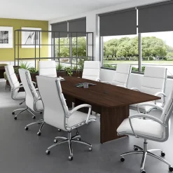 Conference Room Tables*Bush Business Furniture 120W x 48D Boat Shaped Conference Table with Wood Base, Black Walnut (99TB12048BWK)