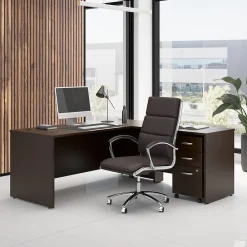 L-Desks*Bush Business Furniture Westfield 72"W L Shaped Desk with 42W Return and Mobile File Cabinet, Mocha Cherry (SRC166MRSU)