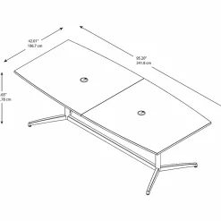Conference Room Tables*Bush Business Furniture 96W x 42D Boat Shaped Conference Table with Metal Base, (99TBM96MRSVK) Mocha Cherry/Silver