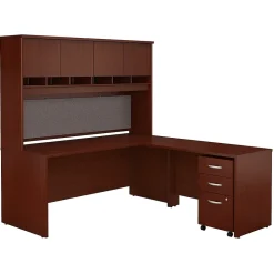 L-Desks*Bush Business Furniture Westfield 72W L Shaped Desk with Hutch and Mobile File Cabinet, (SRC0018MASU) Mahogany