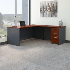 L-Desks*Bush Business Furniture Westfield 72W L Shaped Desk with 48W Return and Mobile File Cabinet, Hansen Cherry (SRC001HCSU) Hansen Cherry/Graphite