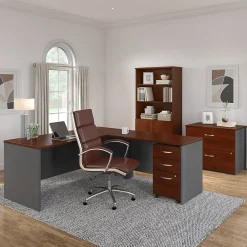 Office Desks*Bush Business Furniture Westfield 72W L Shaped Desk with 48W Return and Mobile File Cabinet, Hansen Cherry (SRC001HCSU) Hansen Cherry/Graphite