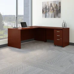 L-Desks*Bush Business Furniture Westfield 72W L Shaped Desk with 48W Return and Mobile File Cabinet, (SRC001MASU) Mahogany