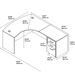 Corner Desks*Bush Business Furniture Westfield Right Handed L Shaped Desk with Mobile File Cabinet, (SRC007MRRSU) Mocha Cherry
