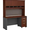 Computer Desks*Bush Business Furniture Westfield 60"W Office Desk with Hutch and Mobile File Cabinet, Hansen Cherry (SRC014HCSU)