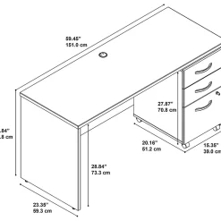 Computer Desks*Bush Business Furniture Westfield 60W x 24D Office Desk with Mobile File Cabinet, (SRC025HCSU) Hansen Cherry