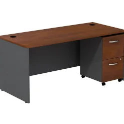 Computer Desks*Bush Business Furniture Westfield Desk w/ 2 Drawer Mobile Pedestal, (SRC028HCSU) Hansen Cherry
