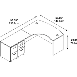 L-Desks*Bush Business Furniture Westfield Bow Front Left Handed L Shaped Desk w/ 2 Mobile Pedestals, Hansen Cherry (SRC034HCLSU)