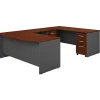 Computer Desks*Bush Business Furniture Westfield 72W x 36D Bow Front U Shaped Desk w/ Mobile File Cabinets, Hansen Cherry (SRC043HCSU)